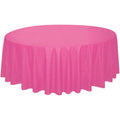 84-Inch Pink Round Plastic Table Cover - Single Use