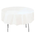 84-Inch White Round Plastic Table Cover - Single