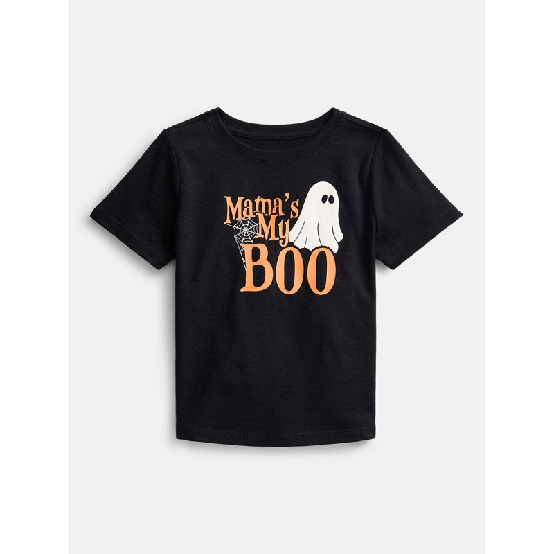 Toddler Boys Halloween Graphic T-Shirt - Short Sleeve, Black Soot, 2T