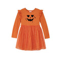 Toddler Girl Halloween Tutu Dress with Ruffle Long Sleeves - Size 18M Orange Yam