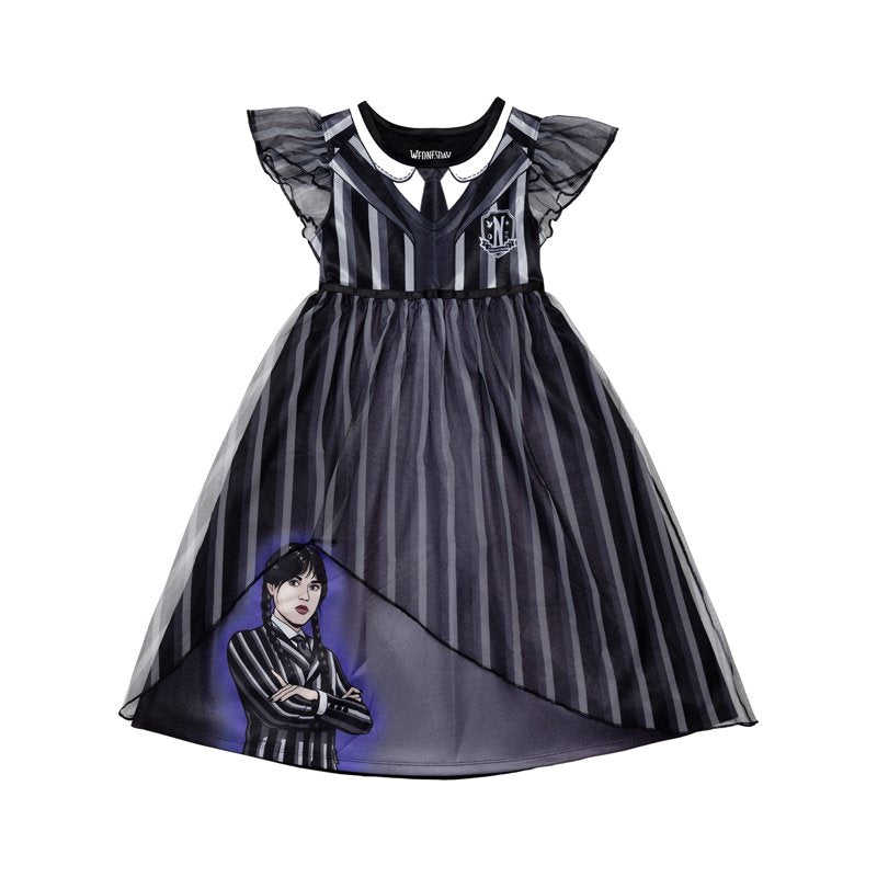 Wednesday Girls Halloween Fantasy Gown - Black, Size 10/12, L10/12