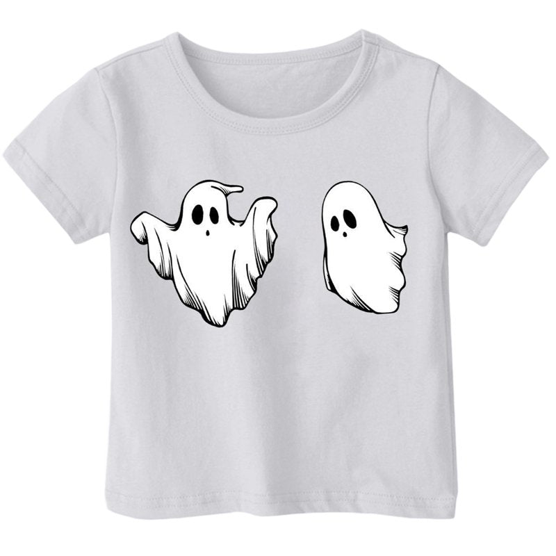 Kids Halloween T-Shirt Z16 White 6-7 Years - Cute Printed Short Sleeve Top