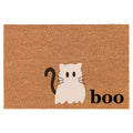 Halloween Welcome Doormat 24x16 Coco Coir Cat Ghost Boo Entrance Rug