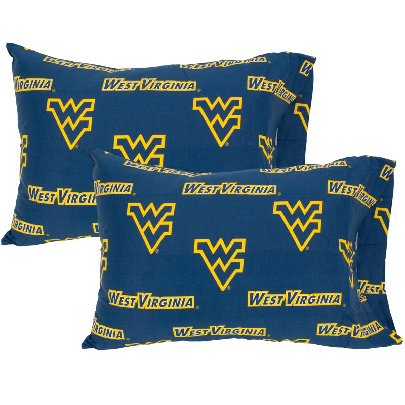 West Virginia Mountaineers King Pillowcase Pair - 20x40 Inches, Team Colors