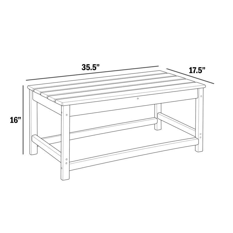 Adirondack Coffee Table - 35 Inch Outdoor Patio Table, UV Resistant HDPE Plastic