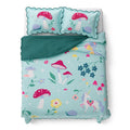 Full/Queen Fairy Garden Comforter Set - Textured Unicorn & Mushrooms Kids Bedding