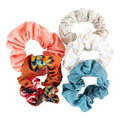 5-Piece Fabric Hair Scrunchie Set in Neutral Tones and Mixed Textures