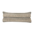 14x36 Inch Black and Natural Cotton Striped Fringed Lumbar Pillow - Handmade Decor