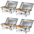 8Qt Stainless Steel Chafing Dish Buffet Set - 4 Pack, 1/3 Size Pan