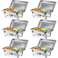 8Qt Stainless Steel Chafing Dish Buffet Set - Half Size Pan, 6 Pack