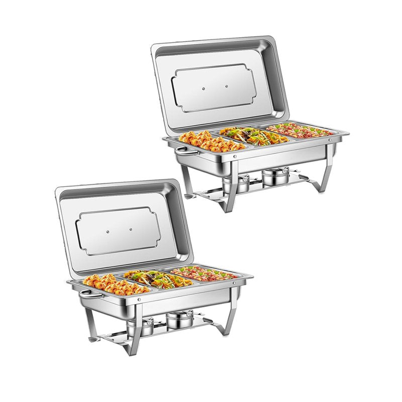 Chafing Dish Buffet Set - 8Qt Stainless Steel Food Warmer, 1/3 Size Pan, 2 Packs