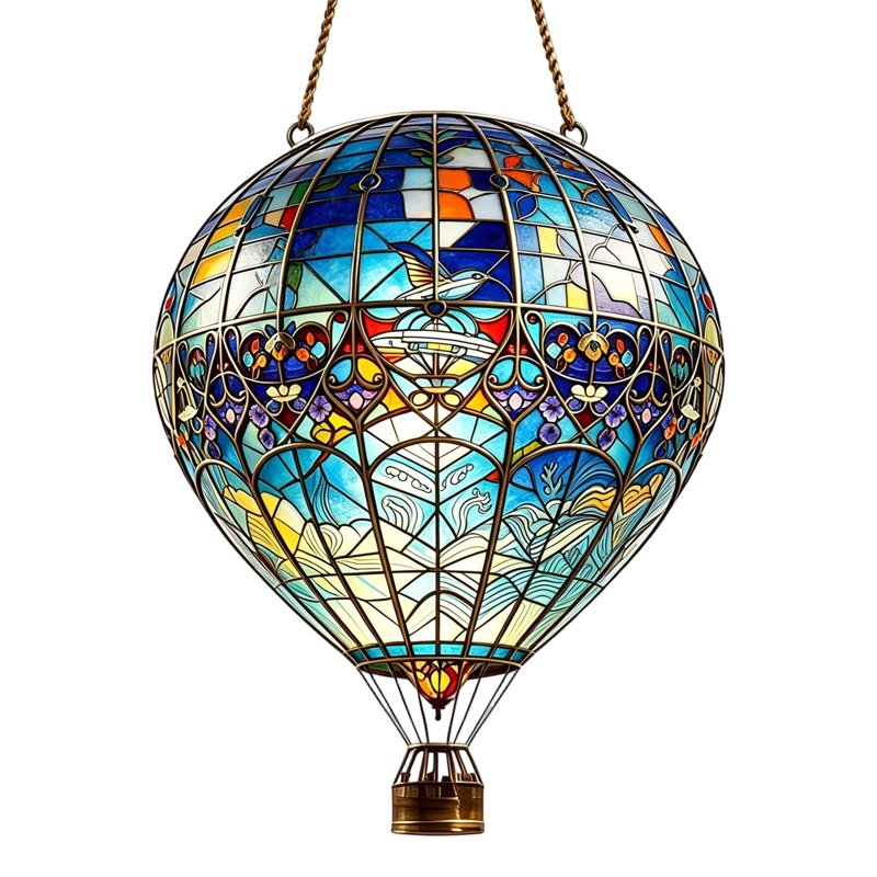 Hot Air Balloon Acrylic Ornament - Window & Garden Hanging Decor - Variation 049