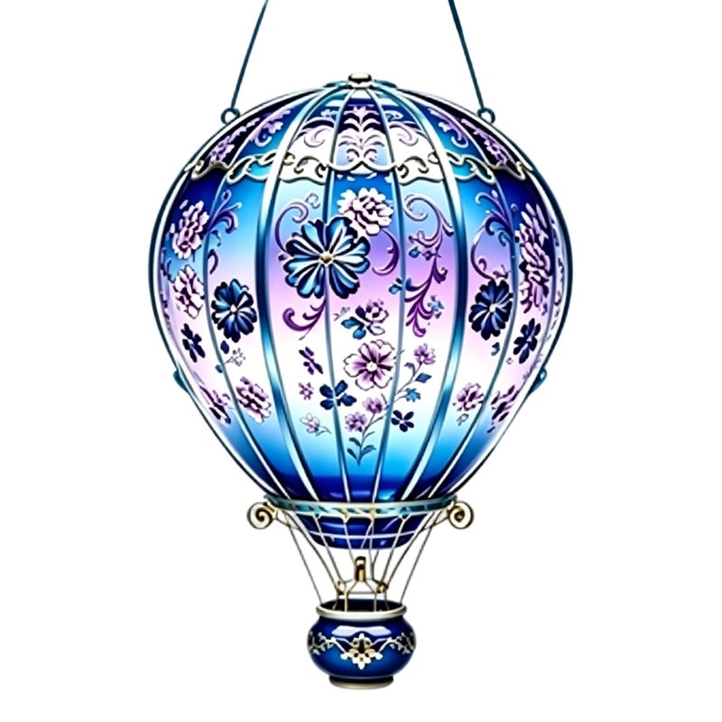 Hot Air Balloon Acrylic Ornament - Window & Garden Hanging Decor - Variation 044