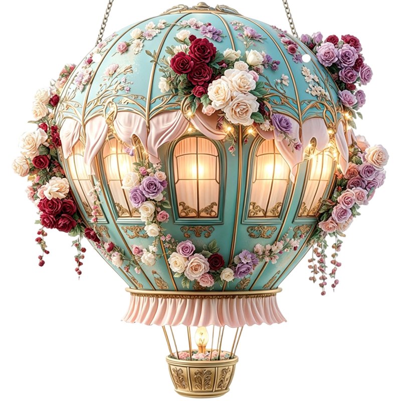 Solar Hot Air Balloon Lantern - Weather-Resistant Outdoor Decor A - 7.87" Acrylic Flame Pendant