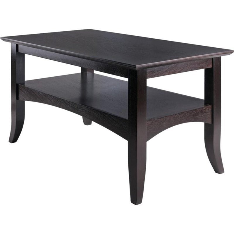 Solid Wood Flared Leg Coffee Table in Rich Coffee Finish