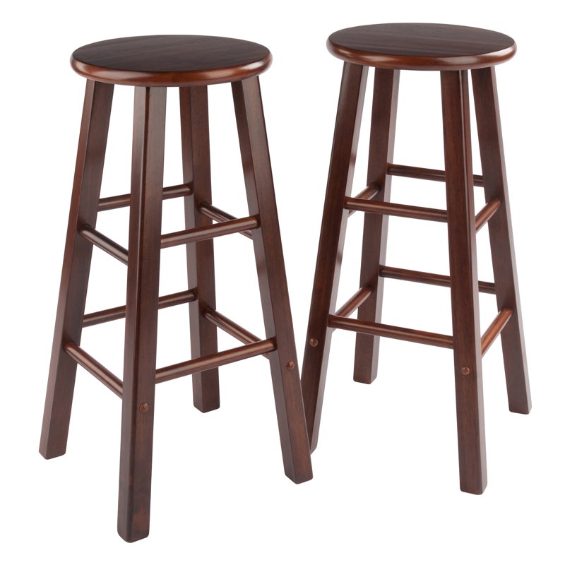 29" Walnut Bar Stools Set - Element Collection, 2-Piece