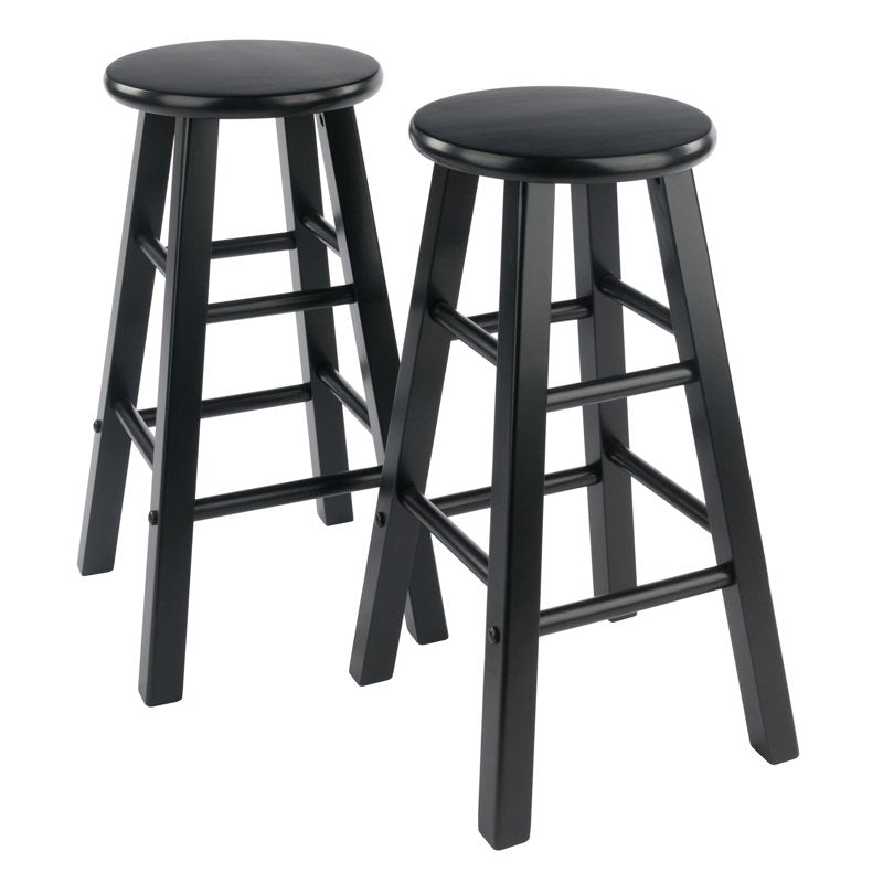 Counter Stools Set of 2 - 24" Height, Black Finish