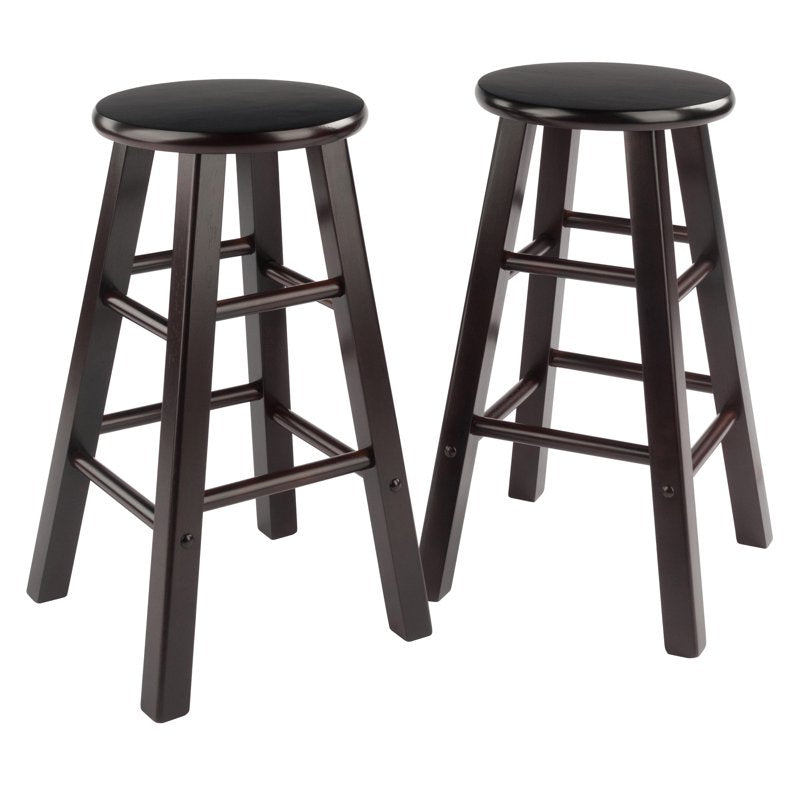 Counter Height Stools Set - Solid Wood, Espresso Finish, 24"