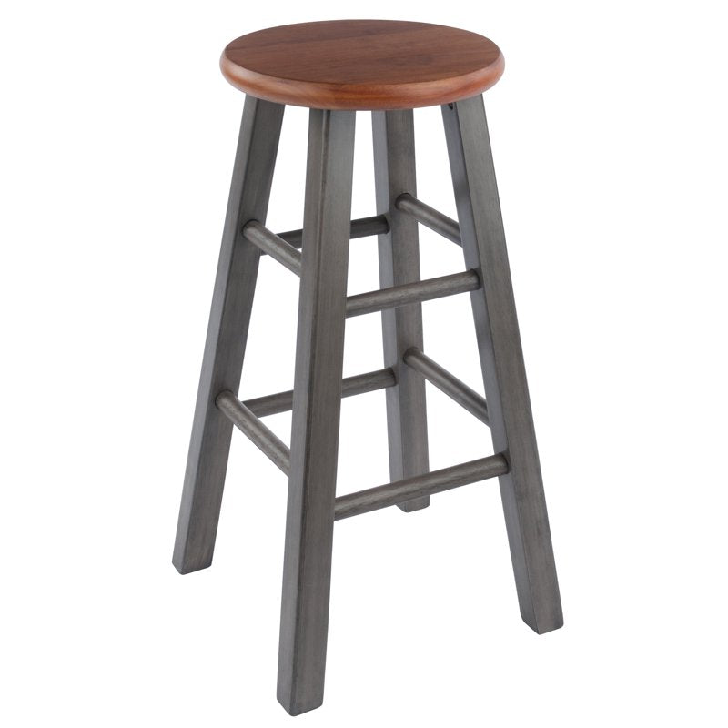 Counter Stool - Rustic Gray & Teak Finish, 24" Height