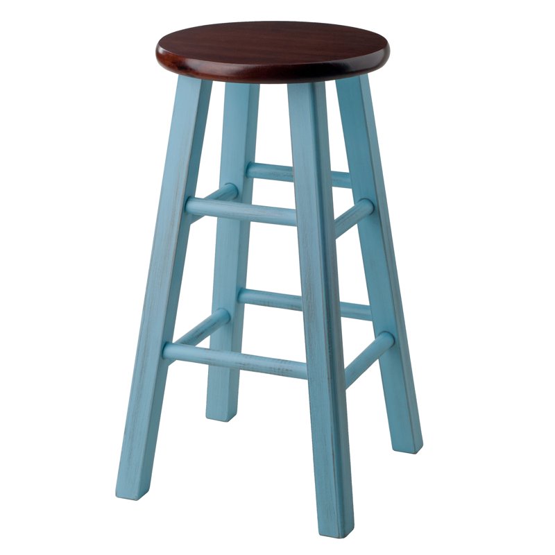 Counter Stool 24" Rustic Light Blue & Walnut - Ivy Collection