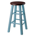 Counter Stool 24" Rustic Light Blue & Walnut - Ivy Collection