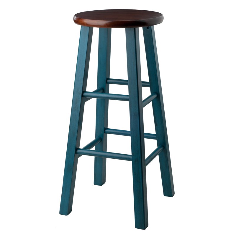 29" Rustic Teal & Walnut Bar Stool - Ivy Collection