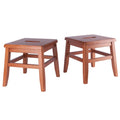 Solid Wood Conductor Stool Set - Teak Finish, Set of 2