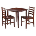 3-Piece Walnut Dining Set with Table & 2 Ladder Back Chairs