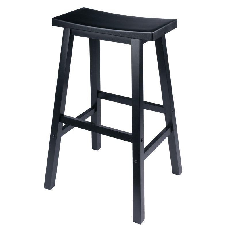 Saddle Seat Bar Stool - Black Finish, 29 Inch Height