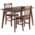 3-Piece Walnut Dining Set with Slat Back Chairs - 3 Units