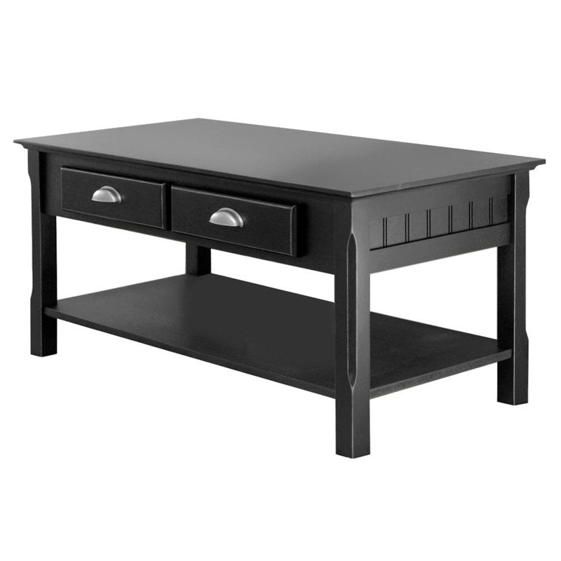 Coffee Table with Two Drawers - Black Finish, Timber Collection