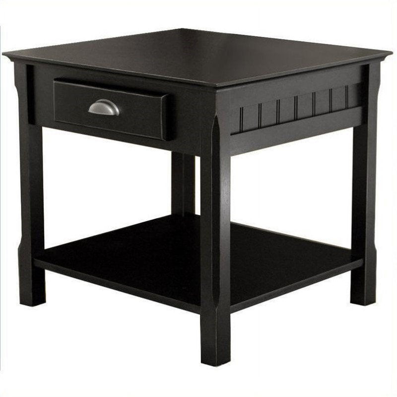 End Table with Drawer - Black Finish, Timber Collection