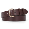 Women Leather Belt for Jeans Pants - Gold Buckle, Coffee, Fit Waist 43-46"