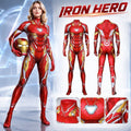 Women Superhero-Inspired Fitted Cosplay Bodysuit with Mask - Red, S Variation