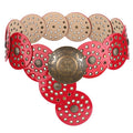 Women's Western Boho Concho Disc Belt - Red, Waist Up to 44 Inches