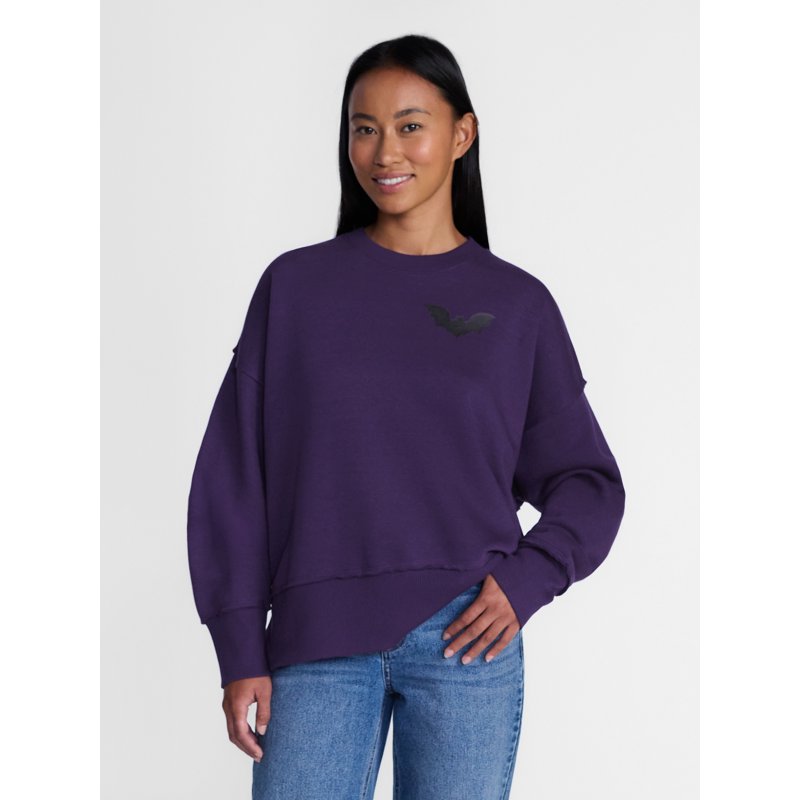Women's Halloween It's Witching Hour Graphic Fleece Sweatshirt - Dark Plum, Size M