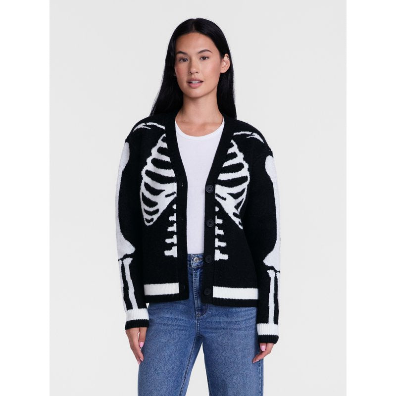 Women's Halloween Skeleton Graphic Cardigan Sweater - L Variation