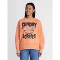 Women's Halloween Graphic Fleece Sweatshirt - Sunday Scaries Orange Adobe XXXL - Spooky and Comfortable