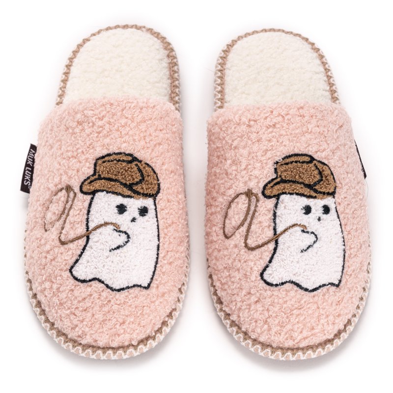 MUK LUKS Women's Punch Needle Slippers Cowgirl Ghost S (5-6) Fall Halloween Novelty