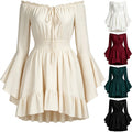 Women's Gothic Pirate Mini Dress with Bell Sleeves - Wine 2XL Off Shoulder Halloween Costume