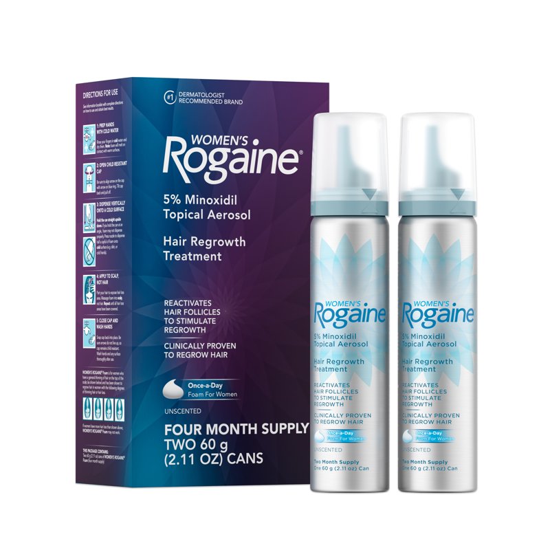 Minoxidil 5% Hair Regrowth Foam for Women, 4-Month Supply, 2 x 2.11 oz