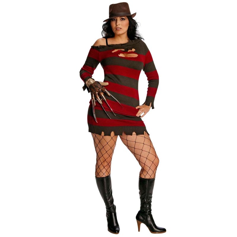 Women's Freddy Krueger Halloween Costume - Plus Size Fancy Dress