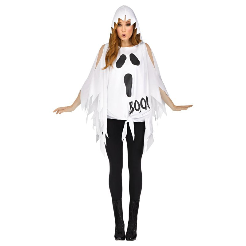 Women's Ghost Glitter Poncho Costume - One Size, Polyester Halloween Dress-up