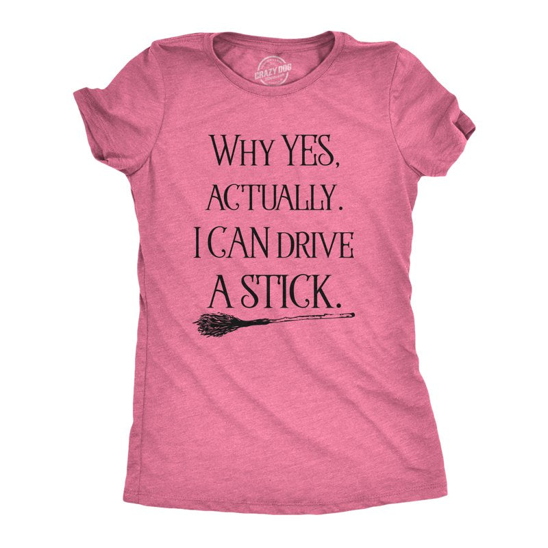 Women's Funny Halloween Witch T-Shirt - Heather Pink, M - Sarcastic & Cute Costume Tee