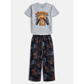 Wonder Nation Boys Short Sleeve Graphic Tee and Wide Leg Pants Sleep Set - Silver Lining Halloween Controller, Size 10-12