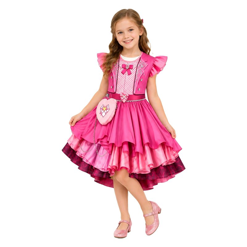 Pink Princess Layered Ruffle Cosplay Costume Dress - 11-12Y Girl Variation