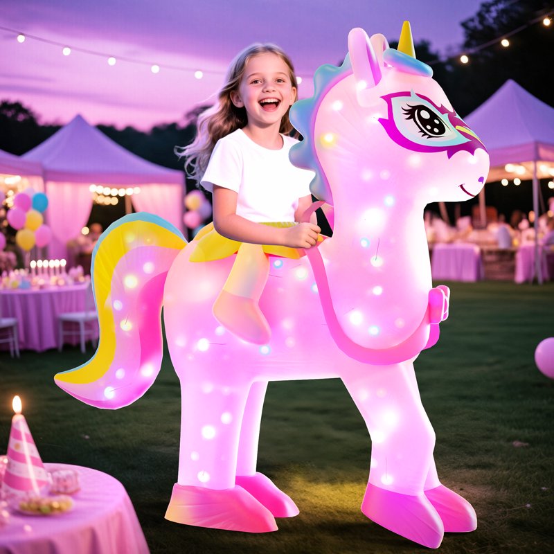 Kids Inflatable Unicorn Costume with LED Lights - Wonderstone, Size 6-10