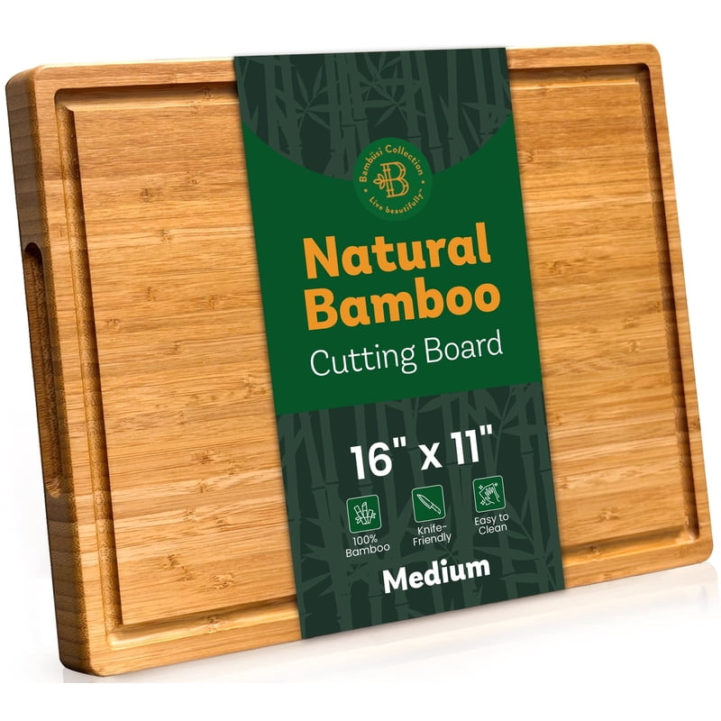 Large Bamboo Cutting Board with Juice Groove - 16" x 11"