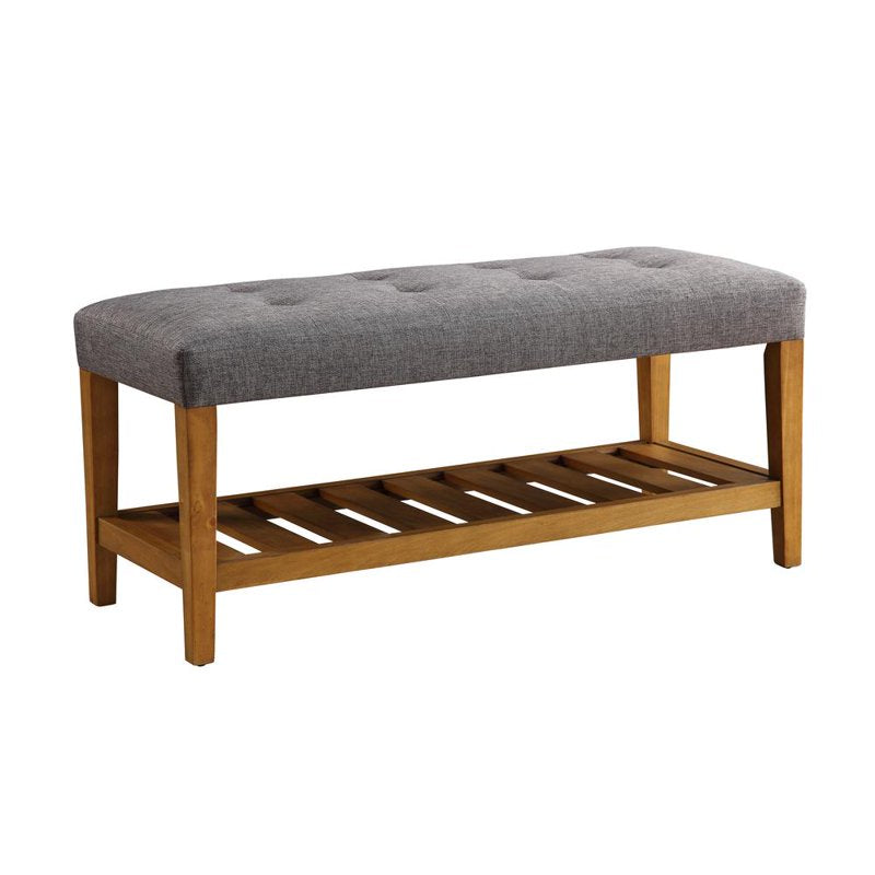 Charla Bench with Tufted Cushion - Gray & Oak