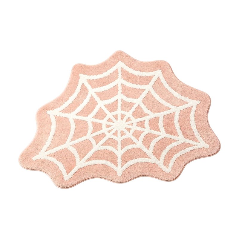 Beige Halloween Spiderweb Floor Mat - Non Slip Entryway & Bathroom Decor